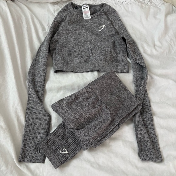 Gymshark Tops - Gymshark MEDIUM Original Vital Seamless Crop Top & Bottom Set gray